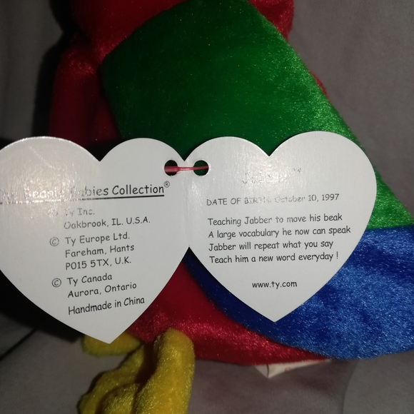Vintage TY Beanie Baby 'Jabber' the Parrot - Picture 5 of 6